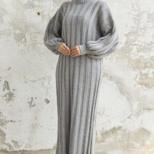 Lichtgrijze Maxi Jurk – One Size Draagbaar van Maat 38 t/m 48