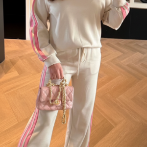 Crème Huispak met Roze Streep – One Size (36 t/m 42