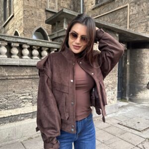 Oversized Bruine Suèdelook Bomber – Trendy Dames Jack